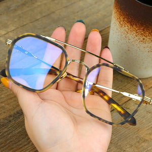 JIANDAN Men And Women Retro Big Frame Korean Version Double Beam Big Face Anti-Blue Light Tide Style Eyeglass Frame