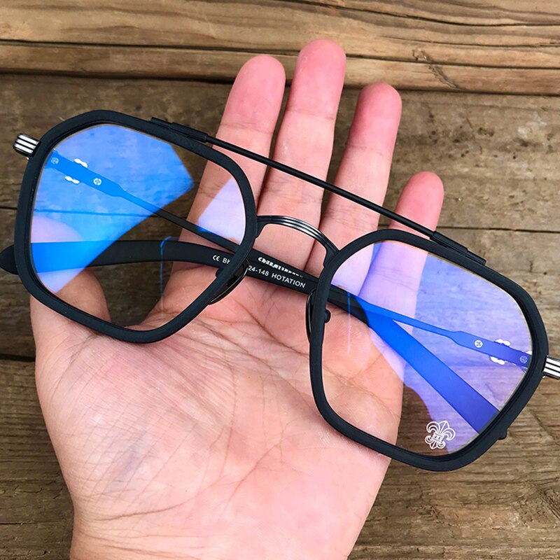 JIANDAN Men And Women Retro Big Frame Korean Version Double Beam Big Face Anti-Blue Light Tide Style Eyeglass Frame