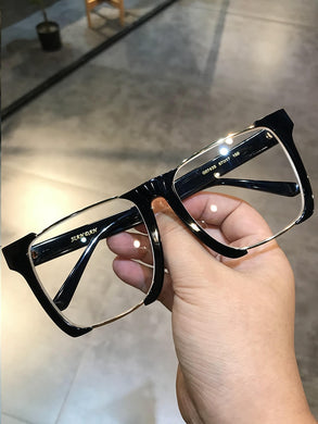 JIANDAN Mens And Females Black Frame Thick Frame Retro Plate Big Face Widened Myopic Frame Blue Light Protection