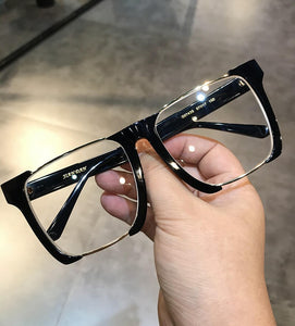 JIANDAN Mens And Females Black Frame Thick Frame Retro Plate Big Face Widened Myopic Frame Blue Light Protection