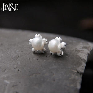 Fashion Silver Earrings Natural Shell Pearl Flower 925 Sterling Silver Earrings Jewelry For Women 11mm
