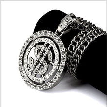 Load image into Gallery viewer, Men/women Us Dollar Money Pendant Necklace Gold/silver Plated American Hip-hop Rapper 80cm Cuban Link Chain Jewelry