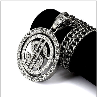 Men/women Us Dollar Money Pendant Necklace Gold/silver Plated American Hip-hop Rapper 80cm Cuban Link Chain Jewelry