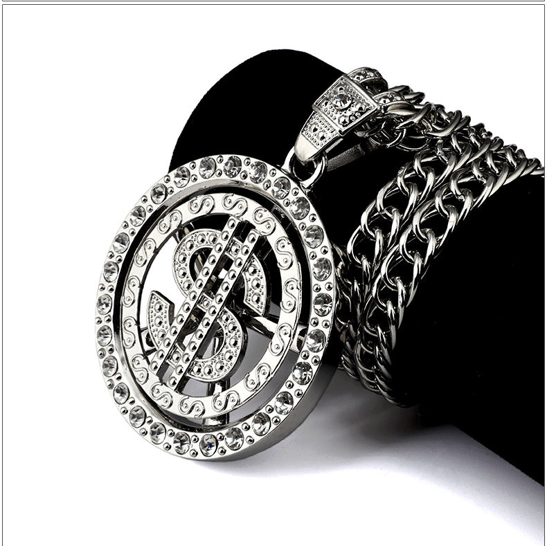 Men/women Us Dollar Money Pendant Necklace Gold/silver Plated American Hip-hop Rapper 80cm Cuban Link Chain Jewelry