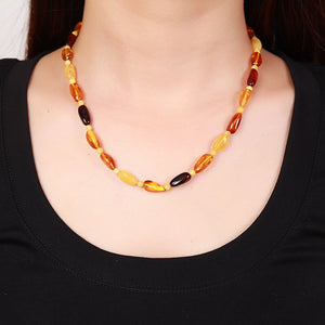 Baltic Sea Natural Chicken Yellow Amber Beeswax Necklace Pendants Sweater Chains Straight Stone Striped Men and Women
