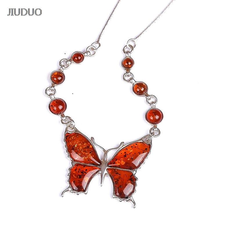 Natural Amber Beeswax Pendant Three - dimensional Cabbage Yellow Bee Necklace 925 Sterling Silver Necklace Female