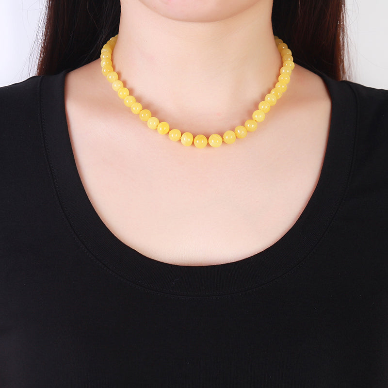 Natural Yellow Amber Original Stone Necklace Clavicle Chain For Men And Women design factory direct package mail