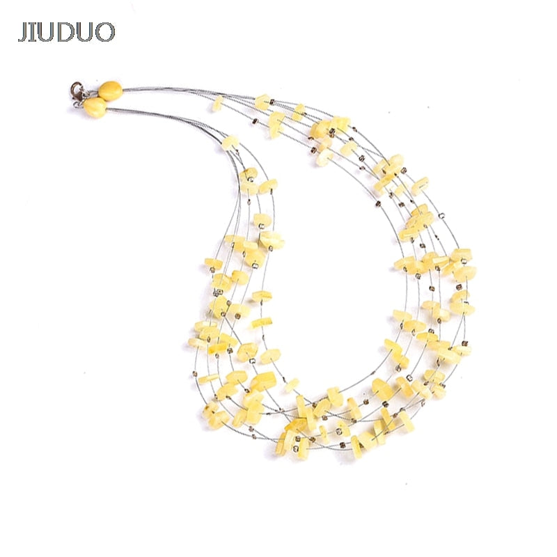 jewelr Natural Amber Gold Cooper Necklace Necklace Chain Clavicle Chain With Shapeless Treasure Without Pressing Fidelity