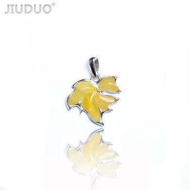 jewelry 925 silver inlaid natural butter yellow old beeswax old amber necklace pendant antique European back