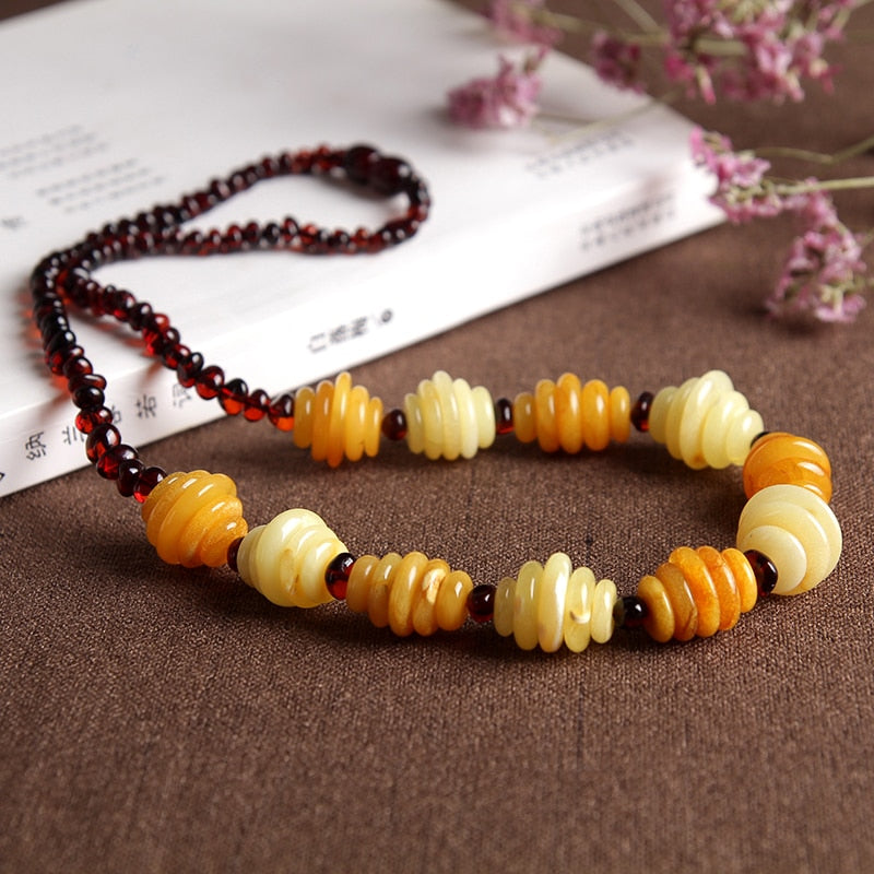 jewelry Natural amber necklace Genuine luxury support professional identification design factory direct package
