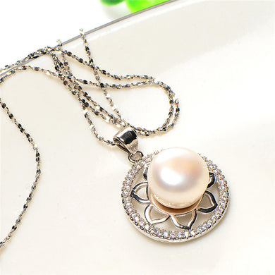 collana di perle naturali in argento 925 Collane con ciondolo per modelli di moda a catena Gioielli 