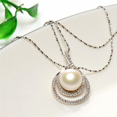 JIUIDUO 925 Sterling Silver Real Cultured Natural Pearl Necklace with Beautiful Style Pendant Necklace for Women