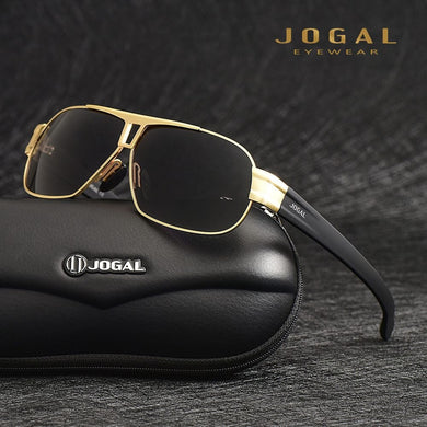JOGAL Full Rim Sunglasses Men's Gold Color Polarized Classic Sun glasses Man Coating Lens Driving Male Shades 8516