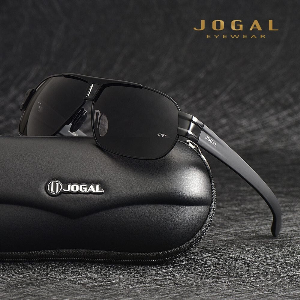 JOGAL Full Rim Sunglasses Men's Gold Color Polarized Classic Sun glasses Man Coating Lens Driving Male Shades 8516
