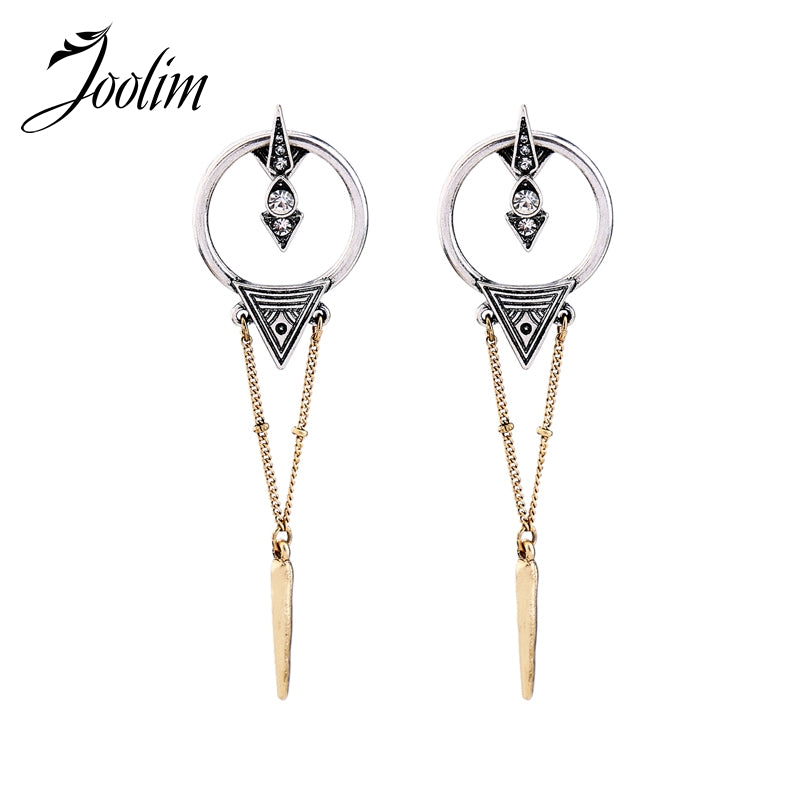 Ethnic 2 in 1 Vintage Geometric Earring Long Dangle Earring Convertible spike Earring Women Antique Earring For Women