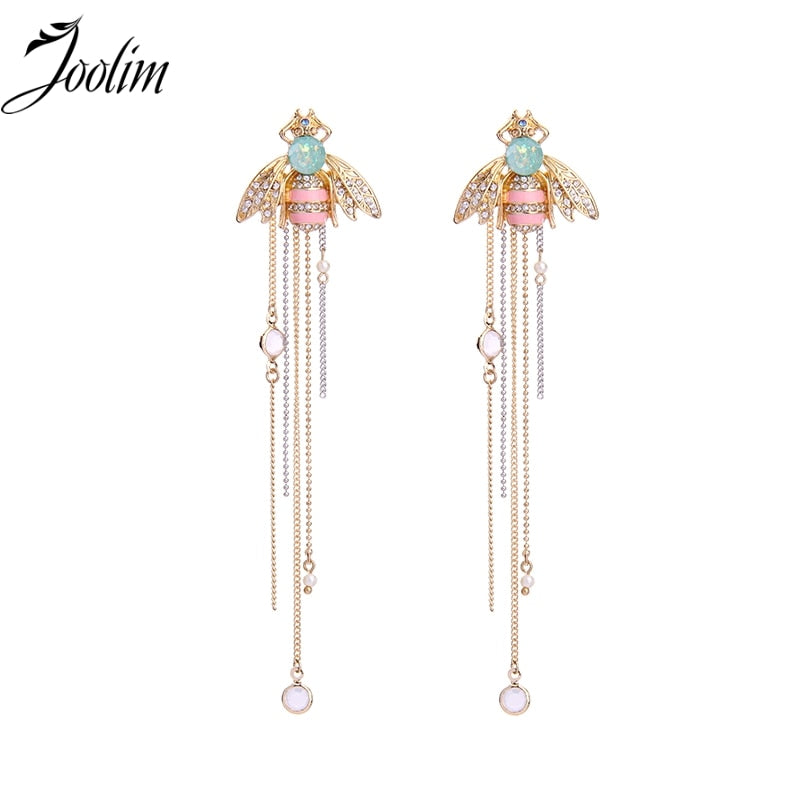 Jewelry Wholesale/Hyperbole Cute Insect Bee Tassel Dangle Long Earring Fashion Jewelry Women Accessories aretes de mujer