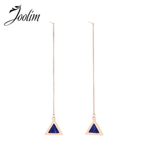 Jewelry Wholesale/ Triangle Charm Long Chain Earring Linear Dangle Earring Fashion Jewelry Career Women Accessories