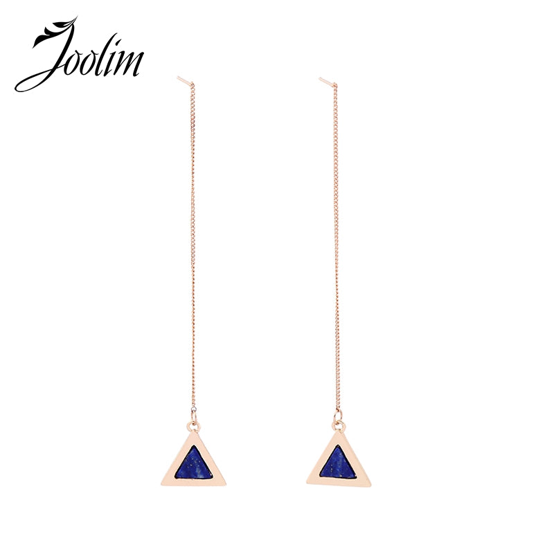 Jewelry Wholesale/ Triangle Charm Long Chain Earring Linear Dangle Earring Fashion Jewelry Career Women Accessories