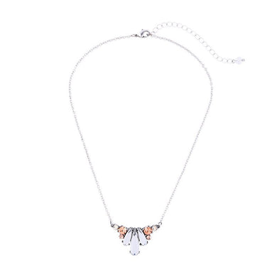 Pink Clear Crystal Pendant Necklace Delicate Necklace