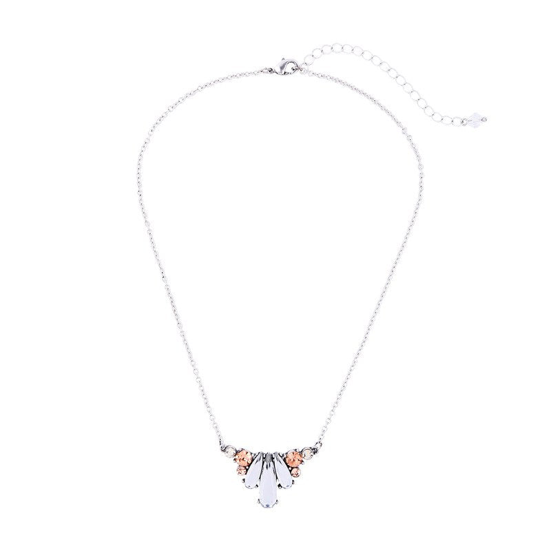 Pink Clear Crystal Pendant Necklace Delicate Necklace