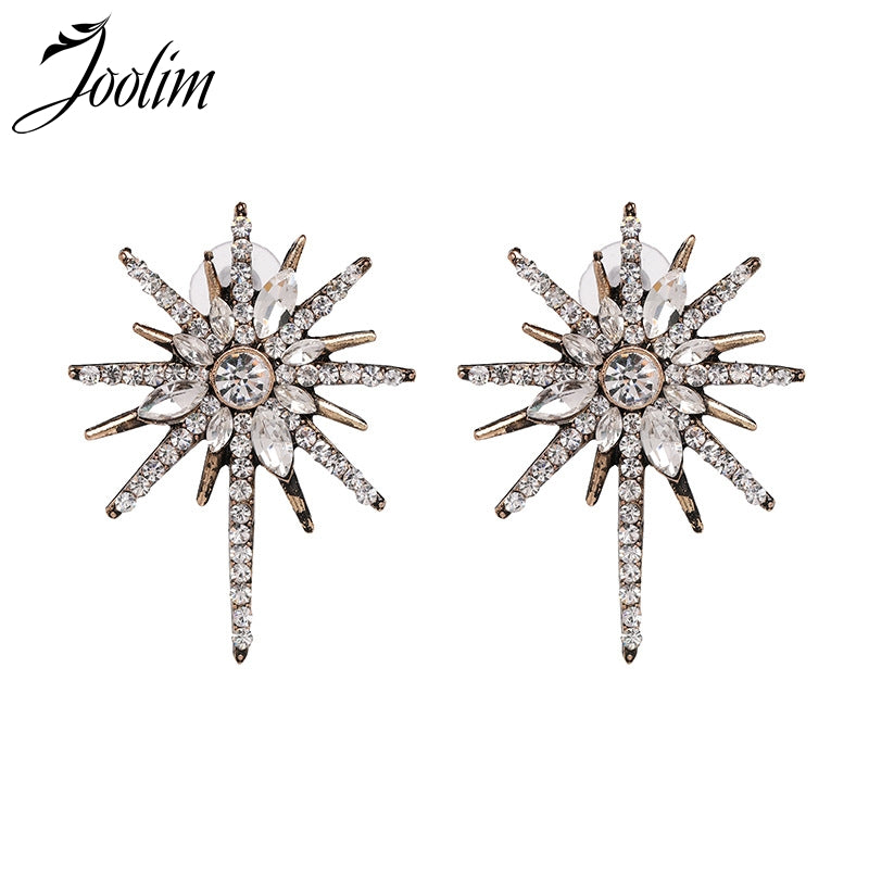 Vintage Starburst With Clear CZ Classic Earring For Women Jewelry Wholesale