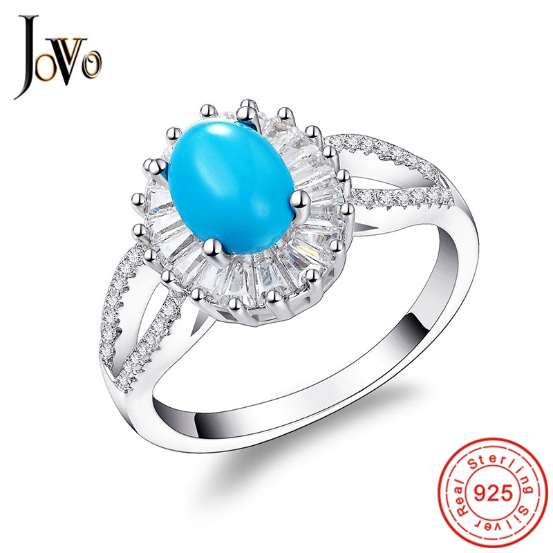 JOVO Fashion Sterling Silver 925 jewelry Rings For Women bands Zirconia Prong Setting romantic ladies gift Fine Jewelry