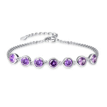 Load image into Gallery viewer, Classic Girls Chain Bracelet 925 Sterling Silver Bracelet For Women Natural Round Gemstone dropshipping Fine Jew