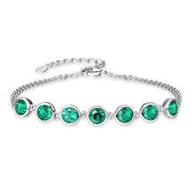 Load image into Gallery viewer, Classic Girls Chain Bracelet 925 Sterling Silver Bracelet For Women Natural Round Gemstone dropshipping Fine Jew