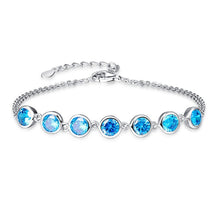 Load image into Gallery viewer, Classic Girls Chain Bracelet 925 Sterling Silver Bracelet For Women Natural Round Gemstone dropshipping Fine Jew
