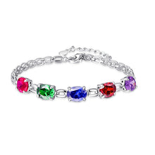 Carica l'immagine nel visualizzatore di Gallery, Bracciale con ciondolo S925 per donna Braccialetti con pietre preziose ovali in argento sterling 925 Braccialetti Gioielli da sposa classici 6 colori 