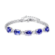 Carica l'immagine nel visualizzatore di Gallery, Bracciale con ciondolo S925 per donna Braccialetti con pietre preziose ovali in argento sterling 925 Braccialetti Gioielli da sposa classici 6 colori 