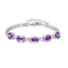 Carica l'immagine nel visualizzatore di Gallery, Bracciale con ciondolo S925 per donna Braccialetti con pietre preziose ovali in argento sterling 925 Braccialetti Gioielli da sposa classici 6 colori 