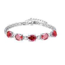 Carica l'immagine nel visualizzatore di Gallery, Bracciale con ciondolo S925 per donna Braccialetti con pietre preziose ovali in argento sterling 925 Braccialetti Gioielli da sposa classici 6 colori 