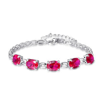 Carica l'immagine nel visualizzatore di Gallery, Bracciale con ciondolo S925 per donna Braccialetti con pietre preziose ovali in argento sterling 925 Braccialetti Gioielli da sposa classici 6 colori 