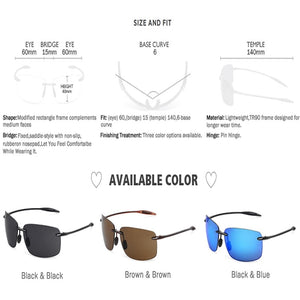 JULI Classic Sports Sunglasses Men Women Male Driving Golf Rectangle Rimless Ultralight Frame Sun Glasses UV400  De Sol MJ8009