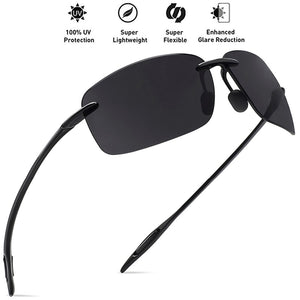 JULI Classic Sports Sunglasses Men Women Male Driving Golf Rectangle Rimless Ultralight Frame Sun Glasses UV400  De Sol MJ8009