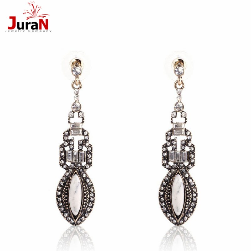 Big Brand Long Full Crystal Vintage Earrings For Women 2018 New Fashion Party Accessories Metal Alloy Antiuqe Ear P1402