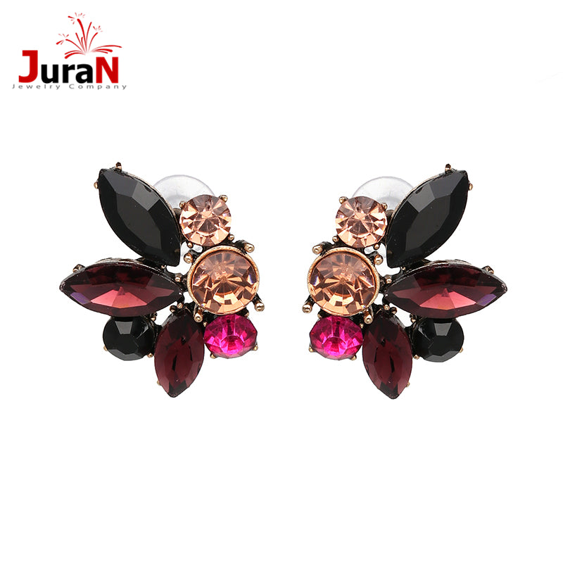 Brand good quality spike crystal earrings fashion simple glass christams cute crystal stud earring jewelry wholesale