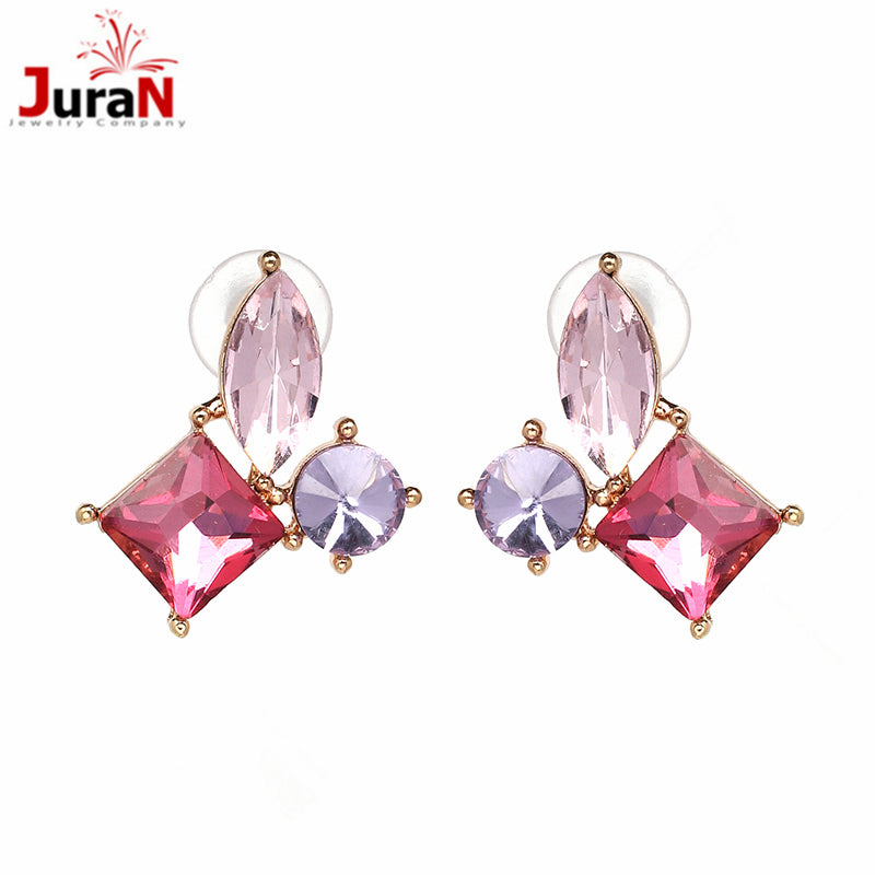 New Good Quality Pink Rhinestones Stud Earring Vintage Earrings Bijoux Earings Fashion Brincos Jewelry For women gilrs