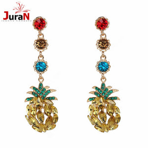 New Hight Quality Full Rhinestones Stud Earring Pineapple long Earrings Bijoux Earings Fashion Brincos Jewelry For women