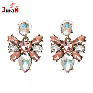 New Trendy Colorful Rhinestone crystal Stud Earrings for Women Fashion Jewelry Brilliant Quality Vintage earring Wholesale