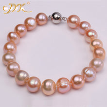 Load image into Gallery viewer, 9-12mm Pink Round Cultured Pearl Bracelet Charms Women Kids Wedding Bracelet 7.5