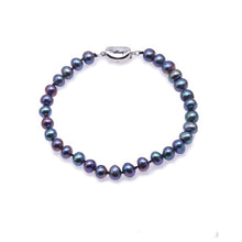 Carica l'immagine nel visualizzatore di Gallery, Peacock Green Multicolor Bracelet Natural Cultured Pearl Round Women Bracelet Mother bracelet Black bracelet