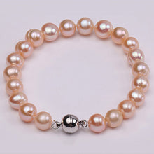 Carica l'immagine nel visualizzatore di Gallery, Pearl Braceletes for Women 8-13mm Pink Round Pearl Bracelet Jewelry 7.5
