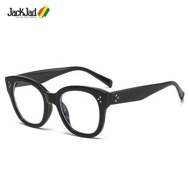 JackJad 2023 Vintage Cat Eye Style Elegant Plain Glasses Women Three Dots Anti Blue Ray Eyewear Frame Eyeglasses E5039
