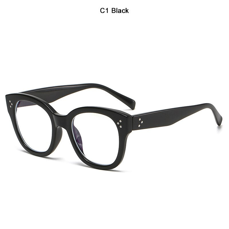 JackJad 2023 Vintage Cat Eye Style Elegant Plain Glasses Women Three Dots Anti Blue Ray Eyewear Frame Eyeglasses E5039