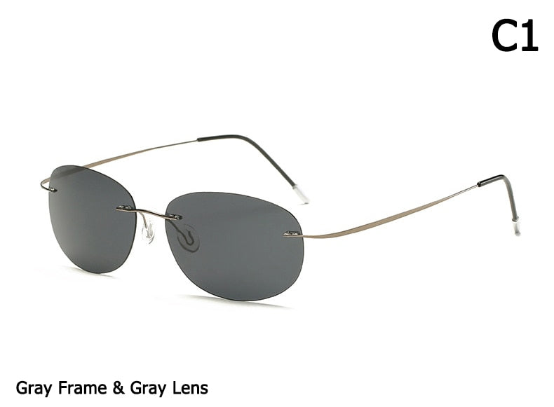JackJad  Men Driving Ultralight Titanium Polarized Sunglasses Brand Design Rimless Oval Frame Sun Glasses Oculos De Sol