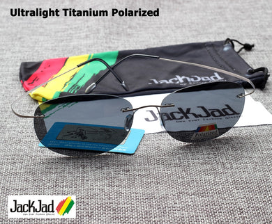 JackJad  Men Driving Ultralight Titanium Polarized Sunglasses Brand Design Rimless Oval Frame Sun Glasses Oculos De Sol
