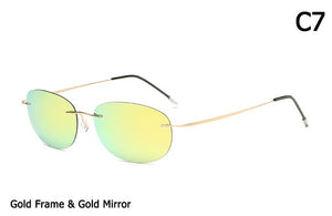 JackJad  Men Driving Ultralight Titanium Polarized Sunglasses Brand Design Rimless Oval Frame Sun Glasses Oculos De Sol