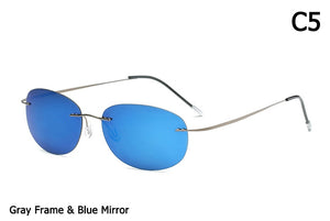 JackJad  Men Driving Ultralight Titanium Polarized Sunglasses Brand Design Rimless Oval Frame Sun Glasses Oculos De Sol